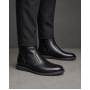 Ghete barbati imblanite negre din piele naturala cu fermoar lateral GF1204CSN